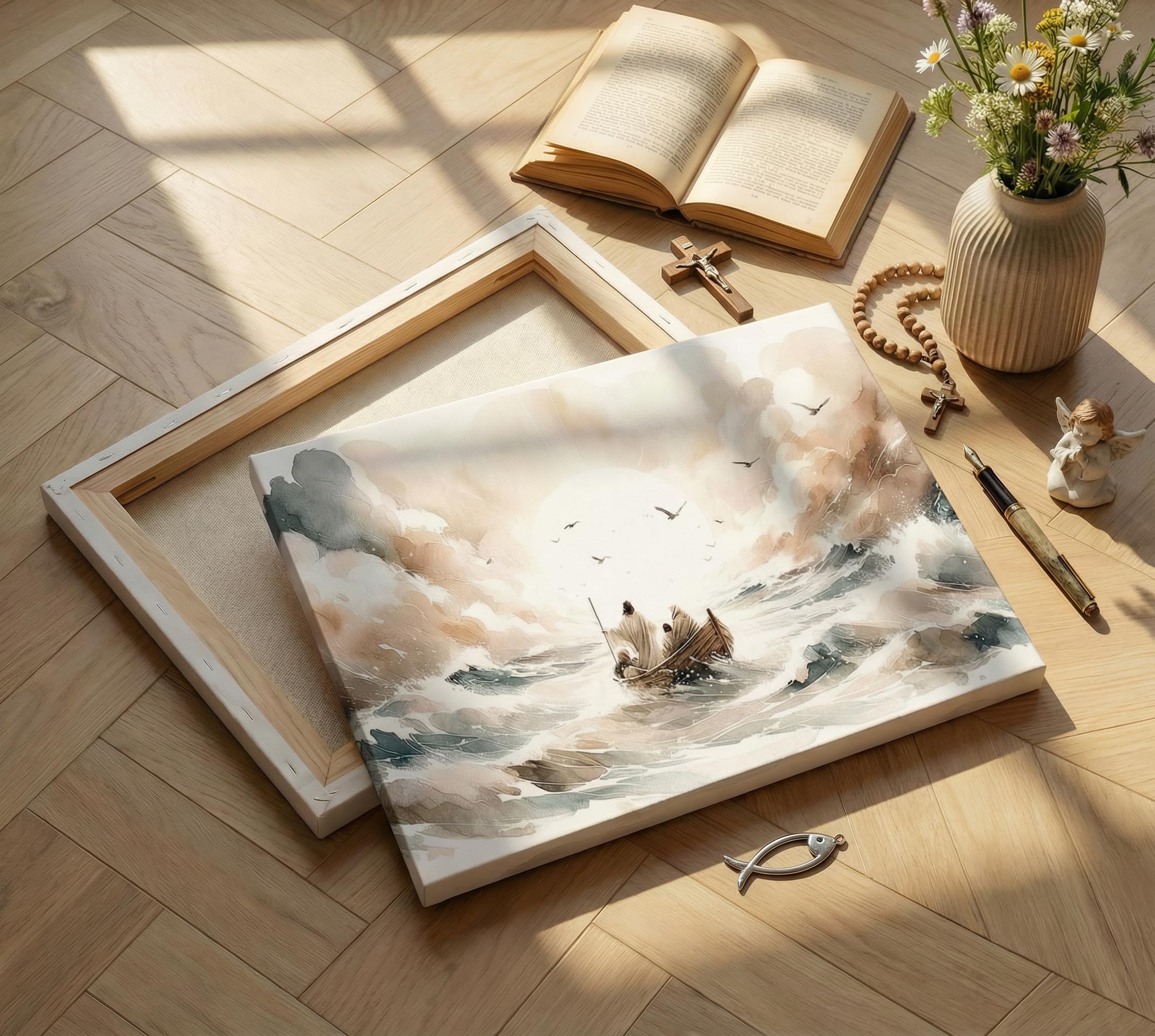 Condition photo showing New/Like New for jesus walking on water canvas wall art jesus walking on water back wall decor picturemodern christia