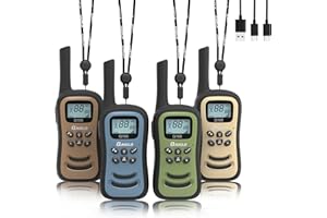 Qniglo Walkie Talkies for Adults/Kids, Rechargeable Walkie Talkies Long Range with 22 FRS Channels, VOX 2 Way Radios with LED Flashlight for Hiking Camping Trip Adventure(4 Pack)