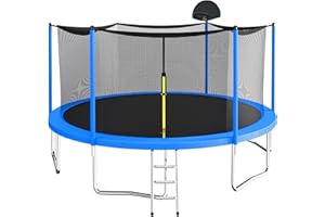 Evedy 16FT 14FT 12FT Trampoline Set with Swing, Slide, Basketball Hoop,Sports Fitness Trampolines with Enclosure Net