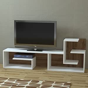 Armoni - Mueble para TV, Madera de Nogal, Moderno diseño, Color Blanco