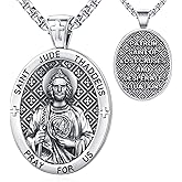 LOOVE Patron Saint Medals Amulet Necklace 925 Sterling Silver Protection Jewelry for Men Women with 20"/22"+2" Rolo Chain