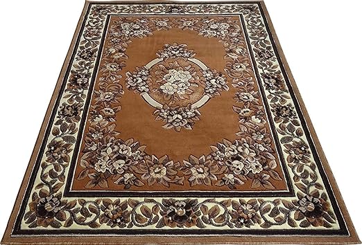 Paradise Carpet Creation Floral Persian Carpet (Golden, Acrylic, 6 X 8 Feet)