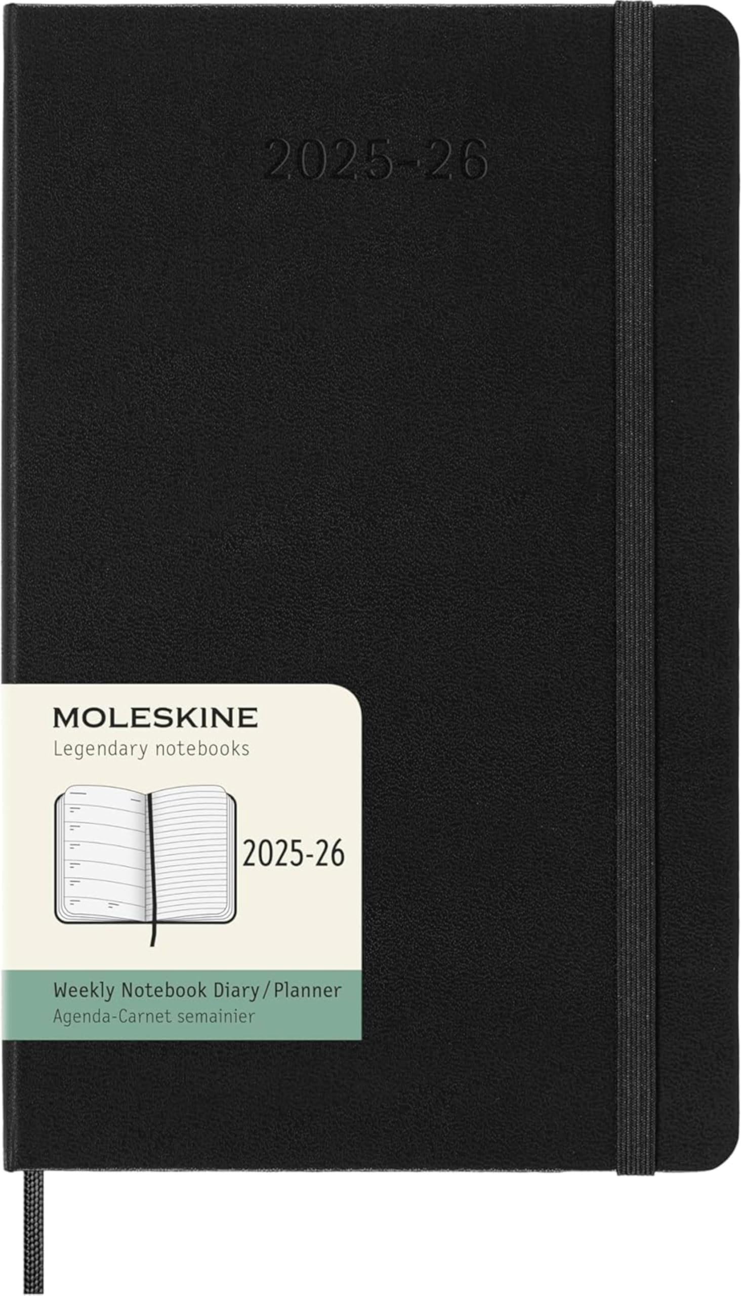 Moleskine Classic 18 Month 2025-2026 Weekly Planner, Hard Cover, Large (5″ x 8.25″), Black, 208 pages