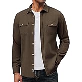 PJ PAUL JONES Mens Casual Shacket Cotton Twill Lightweight Jackets Button Down Shirt Jacket with Pockets