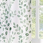 MYSKY HOME Living Room Curtains 84 inches Long Thermal Insulated Room Darkening Curtains for Dining Room Patio Leaf Pattern Grommet Drapes for Bedroom, Sage, 2 Pieces