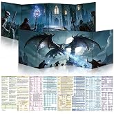 Byhoo DM Screen 2 PCS for D&amp;D 5E DND Accessories - Necromancer&rsquo;s Ritual&amp;Siege of the Watchtower, Waterproof Reusable Surface with Adjustable Stands, Tri-Fold Portable A4 Size Compatible with 5E Rules