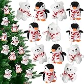 Jolliludo 12 Pcs Christmas Polar Bear Gift Penguin Plush Christmas Tree Ornaments Stuffed Animal Hanging Decoration with 12 Scarves for Xmas Holiday Party Decor Tree Ornaments Rustic Home Decor Gift
