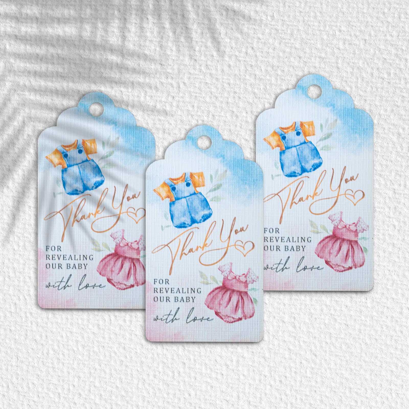 Summer-Ray 50pcs Royale Baby Shower Gender Reveal Favor Tags Thank You for Revealing Our Baby with Love Gift Tags (White)