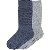 HUE Women's Merino Wool Blend Crew Boot Breathable Natural Temperature Regulating Moisture Wicking Athletic Socks 2 Pair Pack