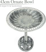 CHRISTOW Plastic Resin Bird Bath Round Pedestal Victorian Style Grey 60cm view 3
