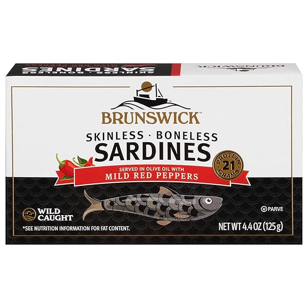 BRUNSWICK WILD CAUGHT SKINLESS AND BONELESS SARDINES, SERVED...