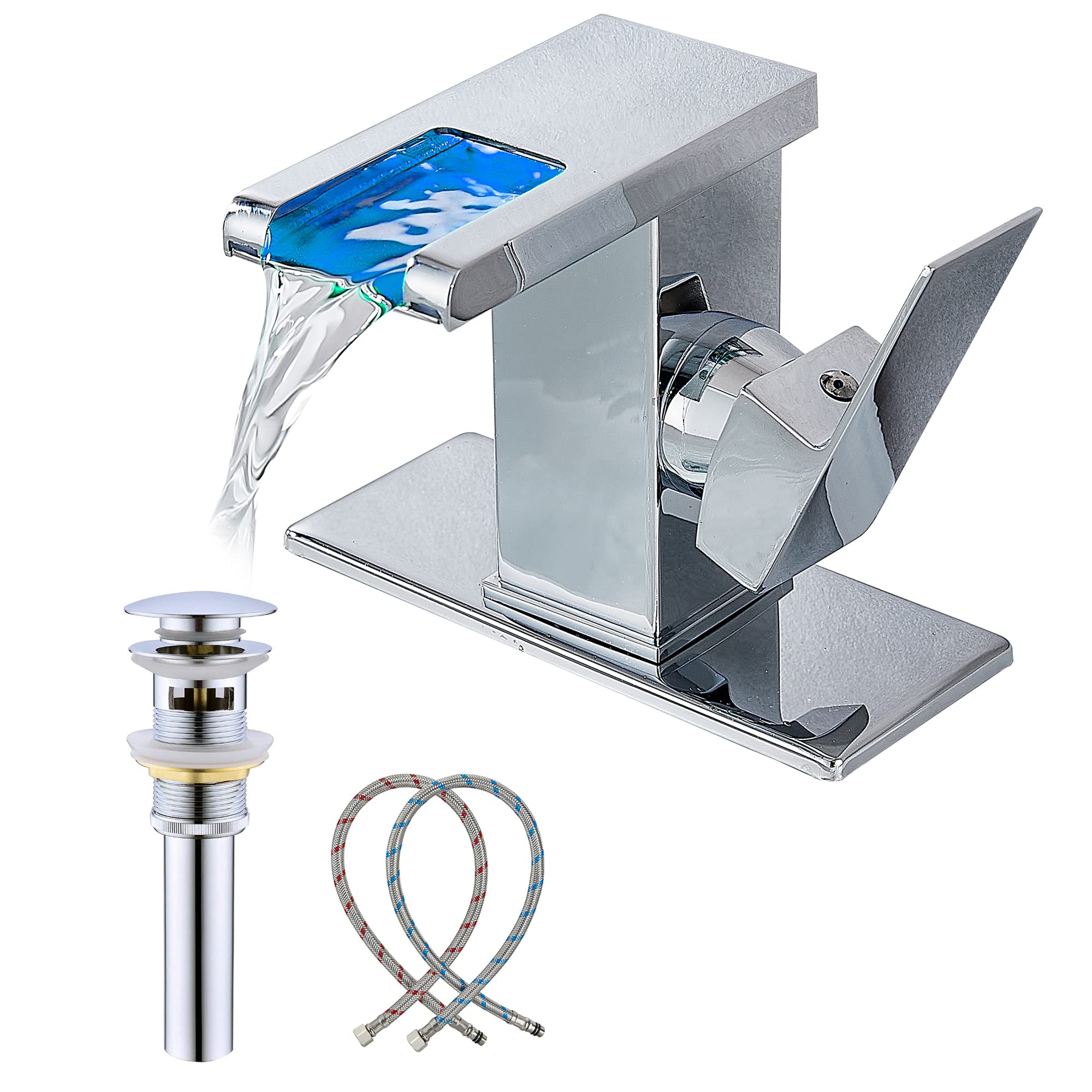 Bathroom Sink Faucet Chrome Waterfall Single Hole