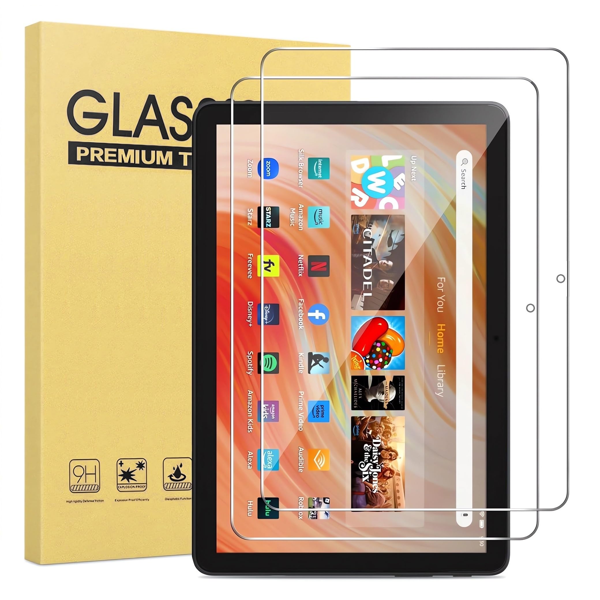 Photo 1 of maomini [ 2 Pack] Tempered Glass Screen Protector for Kindle Fire 7 Tablet 2022 Release 12th Generation,Shockproof HD Plus Clear Protector (Clear, 7 Inch Fire 7 2022)