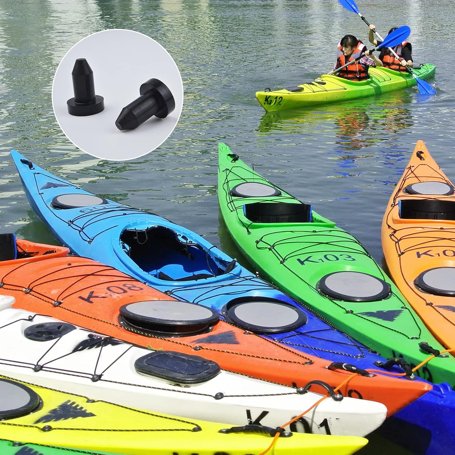 Hermard 8 Pcs Scupper Plugs for Kayak Drain Plug Fits Most Kayak Canoe Kayak, Drain Plug Kayak Plugs Kayak Accessories Compatible with Kayaks Boat Drain Plug, Boat(Black): Sports & Outdoors