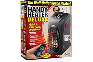 Ontel Handy Heater Deluxe with Remote | 400 Watt Plug-In Personal Heater | Compact Design | Quick and Easy Heat | Digital Display | Great for Travel | On/Off with Timer