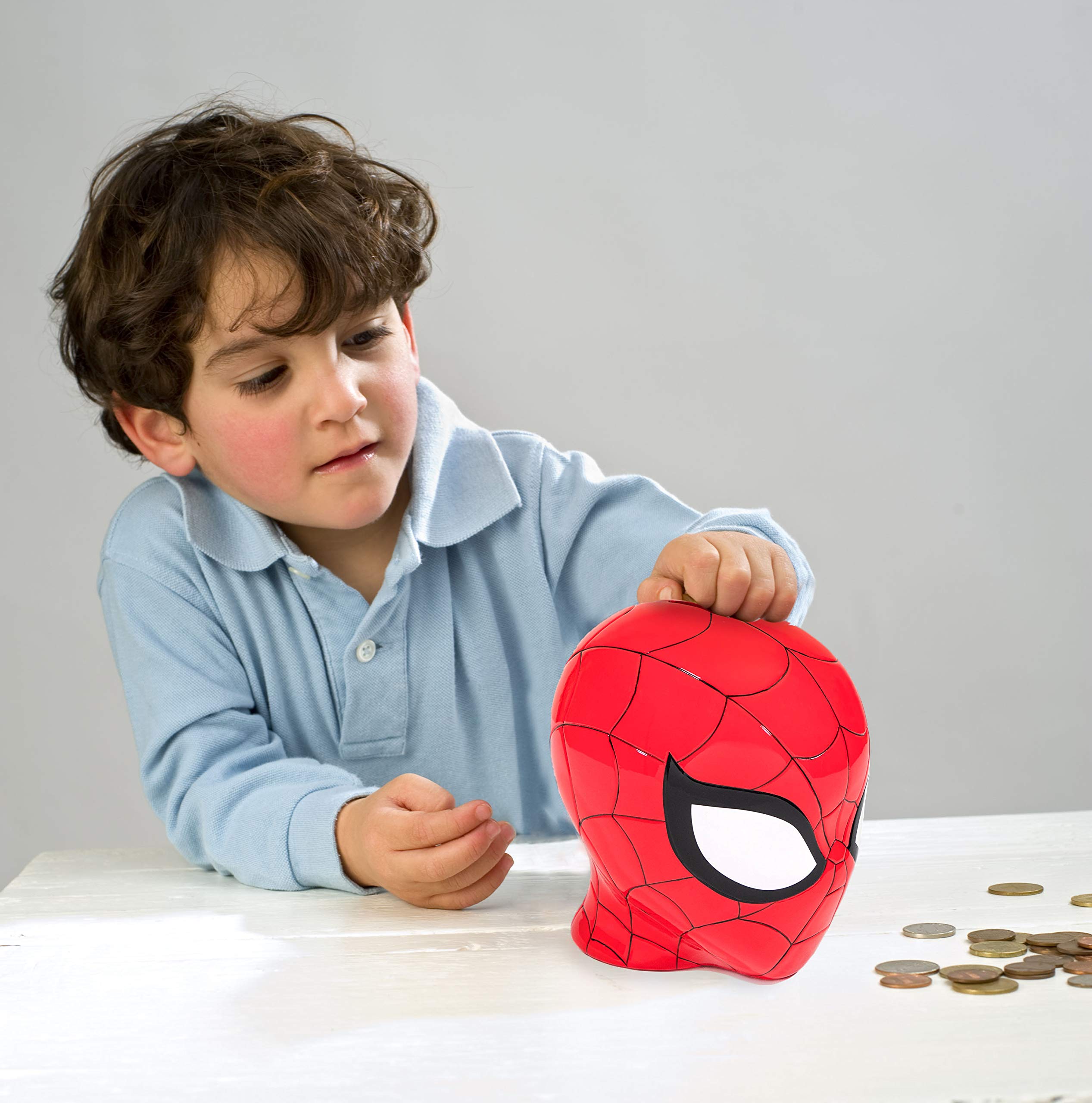 Jay Franco Marvel Spiderman Ceramic Coin Bank - Kids Decor Money Saving Piggy Bank (Official Marvel Product)