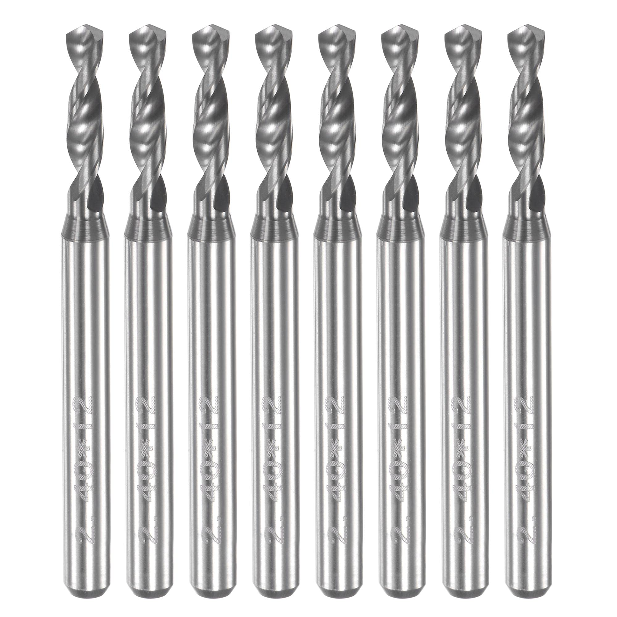 sourcing map PCB Drill Bits 2.4mm Tungsten Carbide Spiral Flute Jewelry CNC Engraving Print Circuit Board Micro Drill Bits 1/8" Shank 8pcs