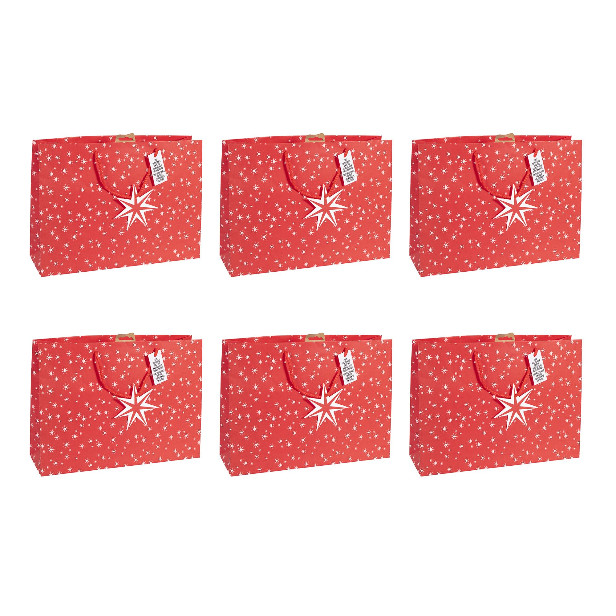Clairefontaine X-32814-6Cpack - Pack of 6 White Kraft Gift Bags- Shopping - 37,3x11,8x27,5 cm - 210g - Motif : Cosy - Gift Wrapping, ideal for games, Puzzles