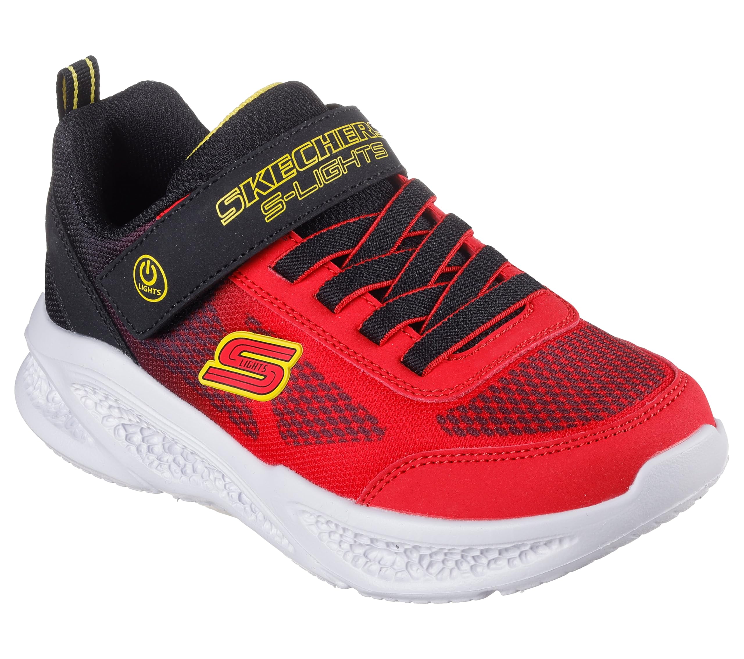 Photo 1 of ***(MAJOR DAMAGE/ SEE NOTES)***Skechers Boy's Meteor-Lights-Krendo Sneaker, Red/Black, 13 Little Kid