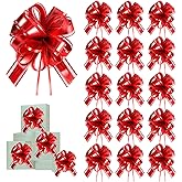 Heygueo 20 Pcs Red Bows for Gifts Wrapping,8 Inches Matte Metallic Color Big Bow for Present,Large Pull Bows for Birthday Gift Wrapping Baskets Wedding,Flower Christmas Decorations(Red)