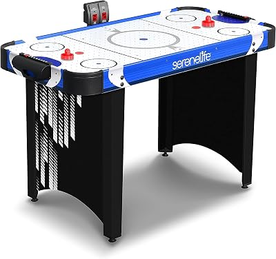 SereneLife Air Hockey Table Compact Arcade Game with LED Scoreboard