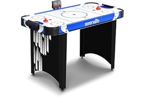 SereneLife Powered Air Hockey Table, 48” Full Size Sports Arcade Games, w/Complete Accessories, Digital LED Scoreboard, Built