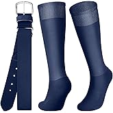 Zhanmai Baseball Belt and Socks Combo Adjustable Softball Socks and Elastic Waist Belt for Youth Boys Girls, Adult