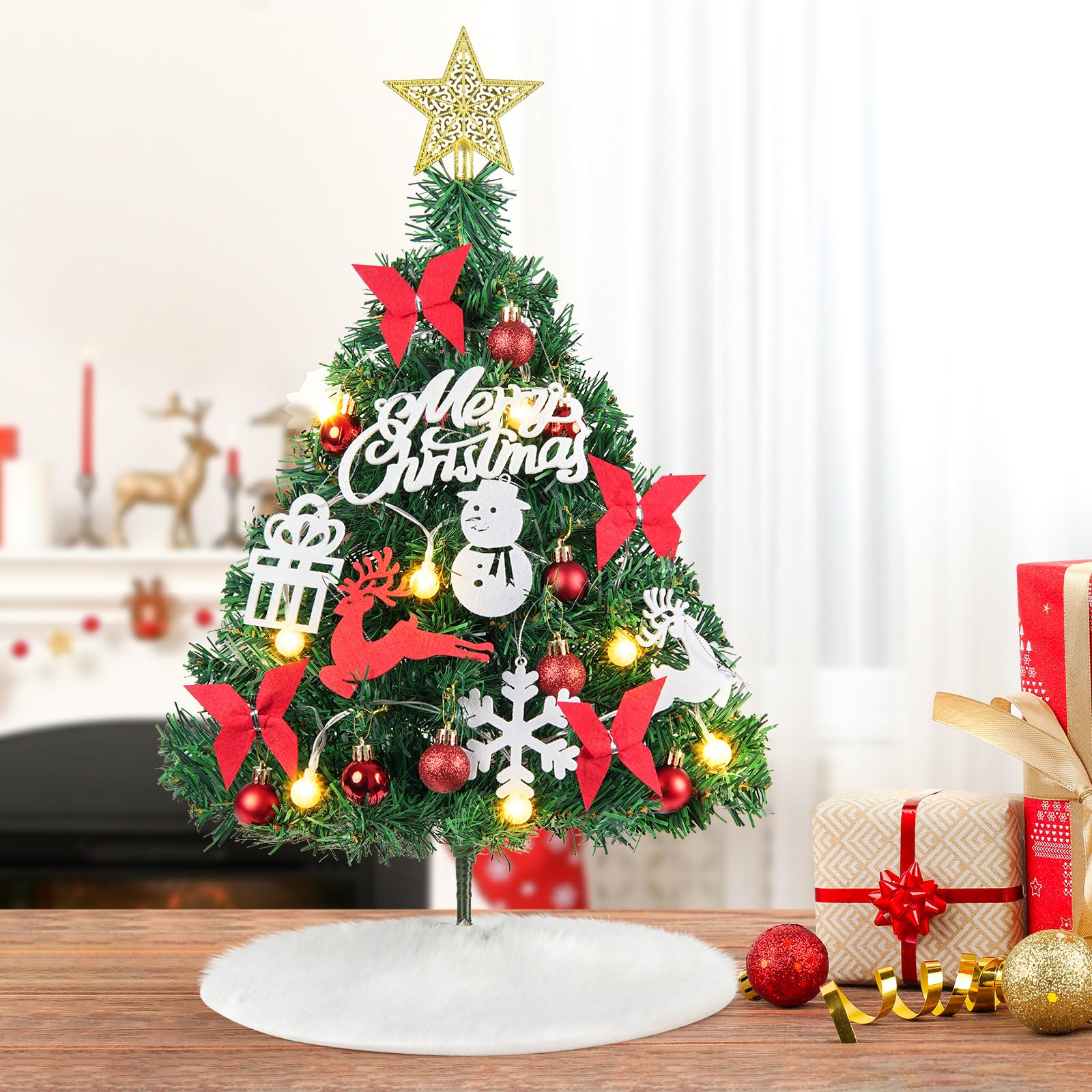 N&T NIETING Gonna Albero Natale In Iuta, 76 Cm, Con Camion Rosso E Scritta Merry Christmas, Rustica