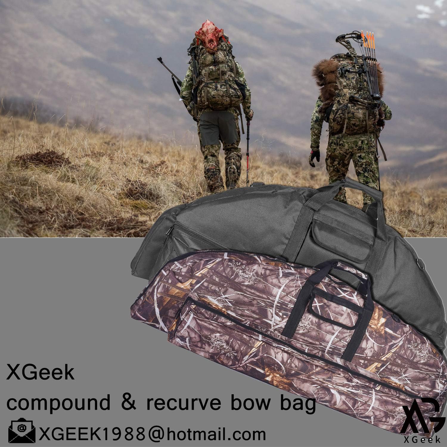 XGeek Soft Bow Case Compound Bow Bag with Protective Padding and Backpack Straps Takedown Recurve Soft Bow Carry Bag for Hunting Holder Bow Accessories Arrow Tube Pocket : Sports & Outdoors