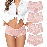 Avidlove Sexy Women's Underwear Floral Lace Boyshort Panties High Waist Cheeky Panty Pack of 4