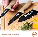 MasterChef 3 Piece Knife Set Chef Paring Utility Wood Look Handles view 5