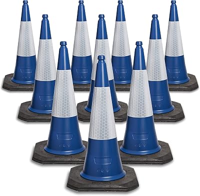Innovatus Pack of 10 Blue Traffic Cones 750mm Therma Plastic