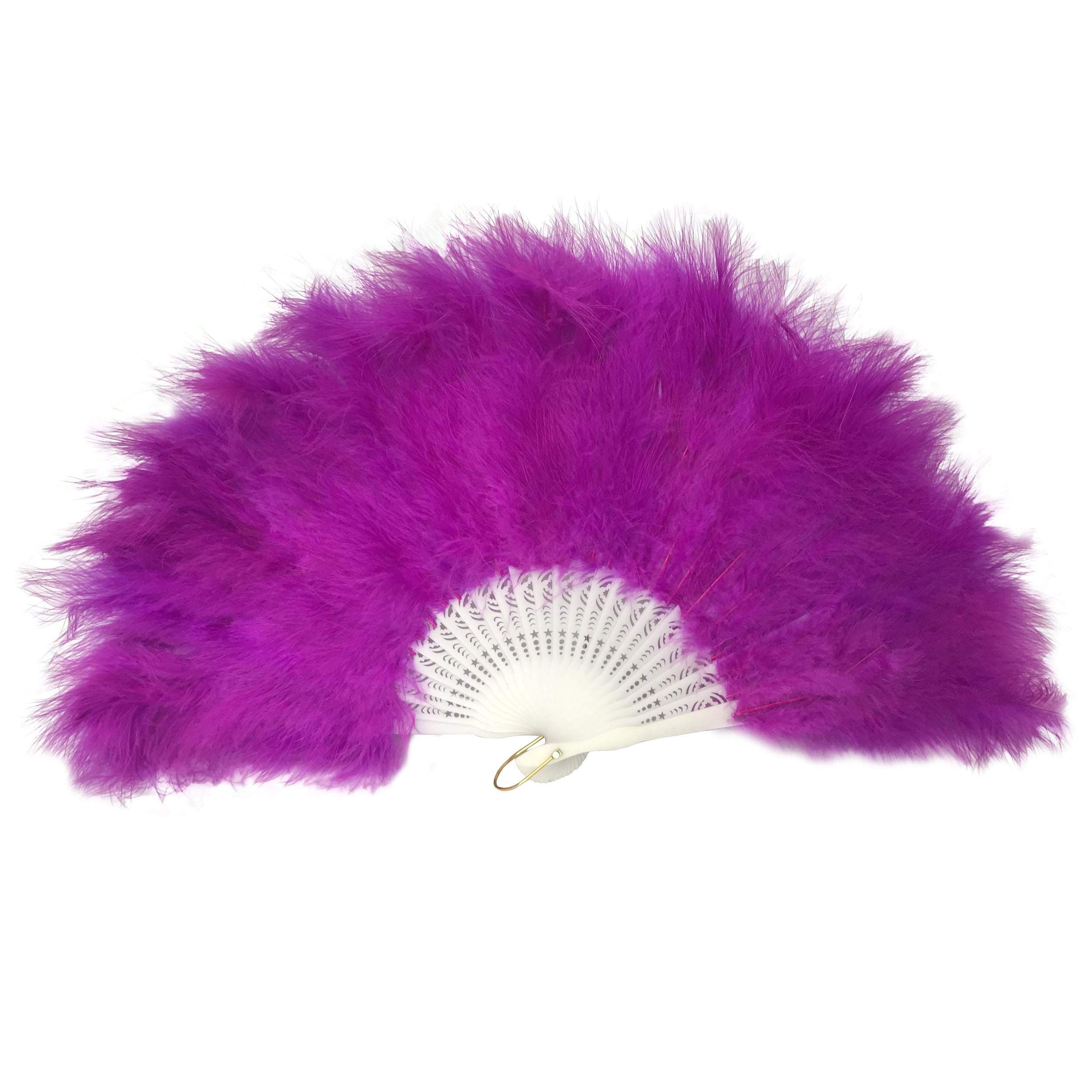 FANSOFFANS Marabou Feather Hand Fan 45cm, Fancy Dress Wedding Party Favour Gift Outdoor Vintage Dance Photoshoot (Dark Purple)