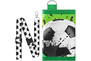 WAWSAM Kids Wallet for Boys, Soccer Trifold Boys Wallet for Kids Ages 4-18, Novelty Wallet with Zippered Coin Pocket and Card Holders Lanyard, Christmas Birthday Gift for Boy Children