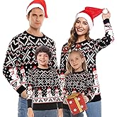 Marvmys Family Matching Christmas Sweater Ugly Funny Xmas Pullover Jumper Tops Holiday Kintwear Black
