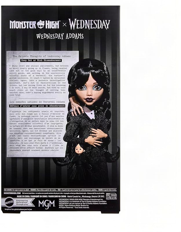 x Wednesday Addams Muñeca en vestido negro