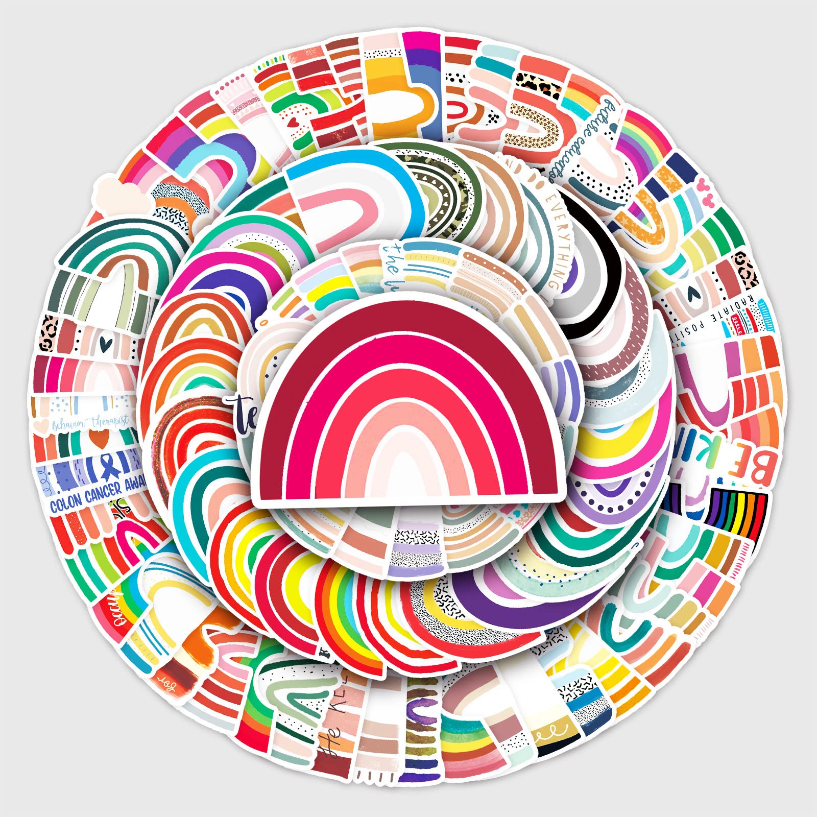 100 Pcs Colorful Rainbow Stickers Trendy Waterproof Aesthetic Stickers Decals for Water Bottle Computer Suitcase Phone Scrapbook Luggage Laptop Hydroflasks Car Bike,Vinyl Stickers for Teens Boys Girls