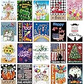 Seasonal Garden Flag Set of 20 - Double Sided 12 x 18 Inch Small Yard Flags for Outdoor Holiday Decorations, Christmas, Spring, Summer, Fall, and All Season Garden Flags for Outside Decor