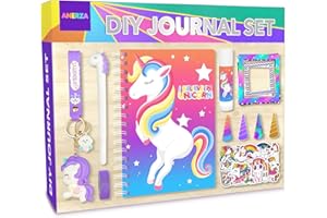 ANERZA DIY Journal Set for Girls Gifts Ages 6 7 8 9 10 11 12 13 Years Old, Unicorn Birthday & Christmas Gifts Ideas, Arts and Crafts for Kids, Toys Stickers for Teens, Scrapbook & Diary Supplies Kit