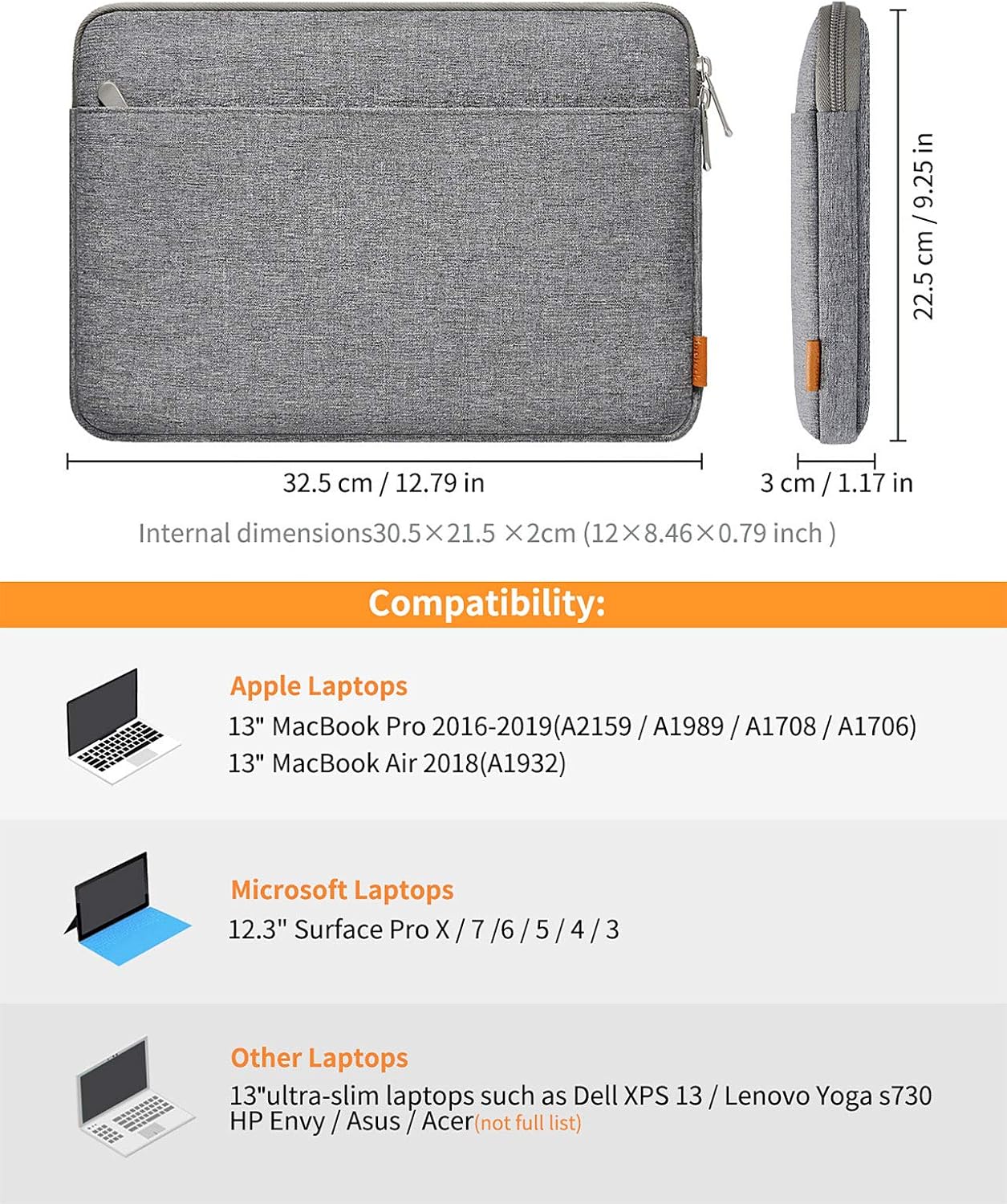Inateck 13 inch Laptop Case Sleeve Bag Compatible with 13 inch MacBook Air/Pro M5 M4 M3 M2 M1 2016-2026 - Image 3
