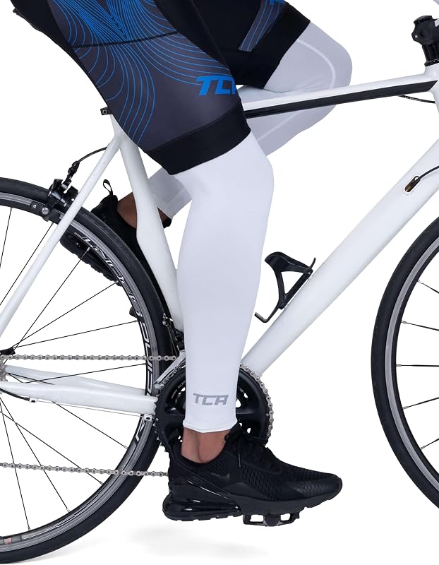 Manchon de jambe avec UPF 50+, Anti-Llip, Jambières de cyclisme toutes saisons pour hommes et femmes Manchon de compression de jambe entière - Blanc, S