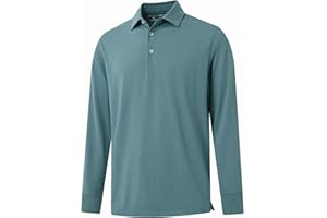 M MAELREG Golf Shirts for Men Dry Fit Performance Moisture Wicking Casual Heather Collared Long Sleeve Polo Shirts for Men