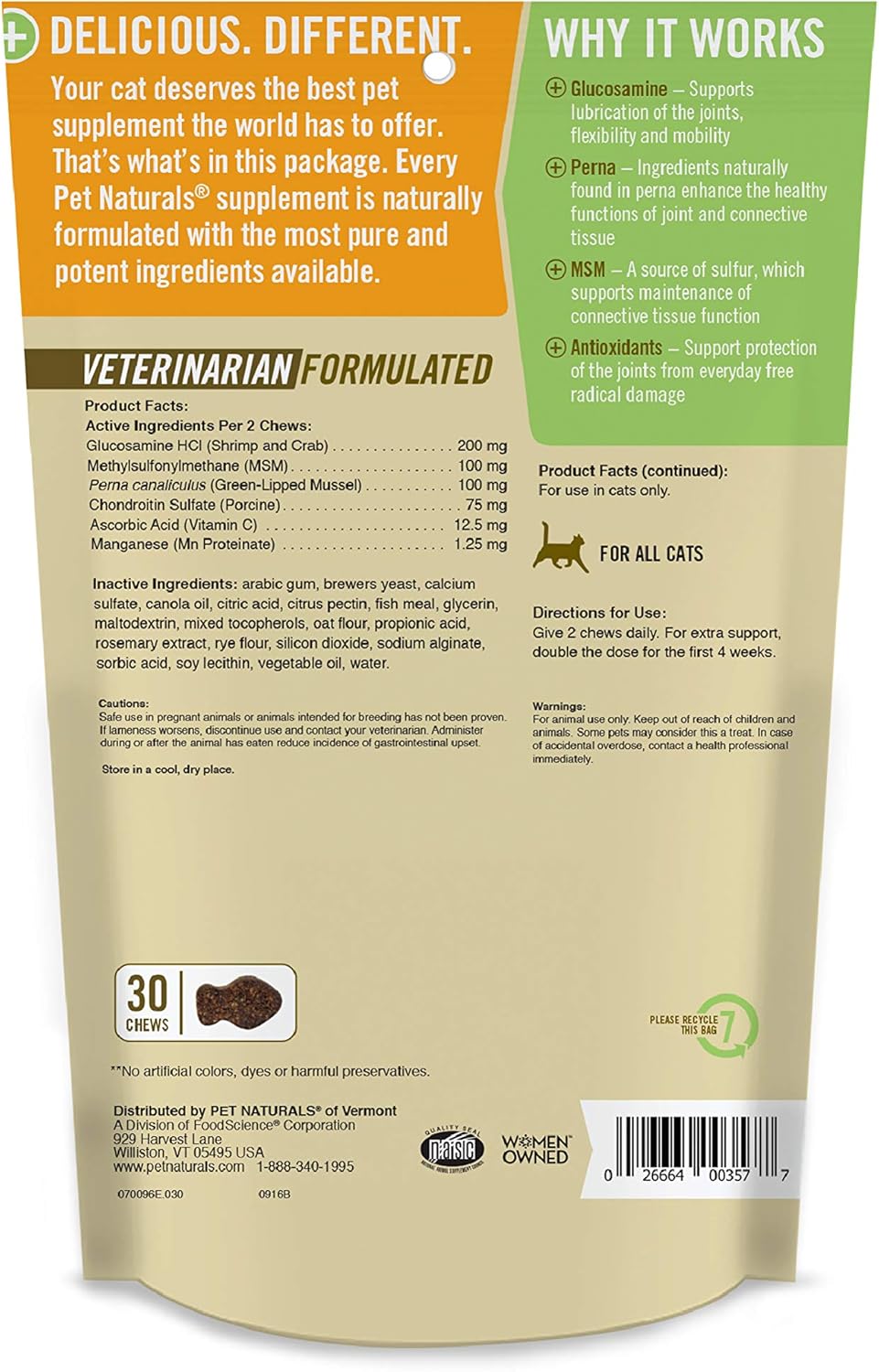 Pet Naturals - Hip + Joint for Cats, Daily Hip & Joint Support Supplement, 30 Chews : Pet Supplies