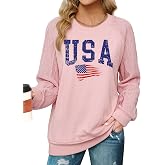 American Flag Sweatshirt for Women USA Sweatshirts 4th of July Casual Cable Knit Long Sleeve Shirts USA Tops