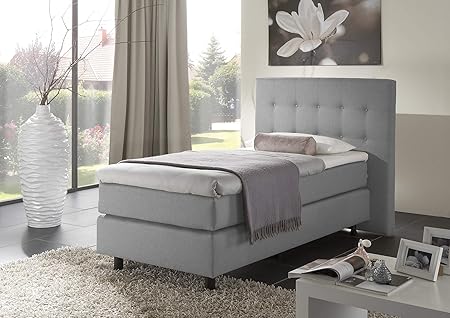 Home Collection24 Boxspringbett 90x200 cm mit Bonell-Federkernmatratze Topper in H3 Schwarz Hotelbett Kinderbett Kostenlose A
