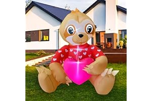 JOYEASE 3.5 Ft Valentine's Day Inflatable Sloth with Heart Light Up Decoration Blow Up for Birthday Wedding Anniversary Party Decor