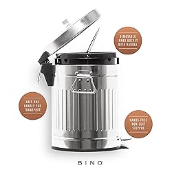 BINO Round Step Trash Can with Lids, Stainless