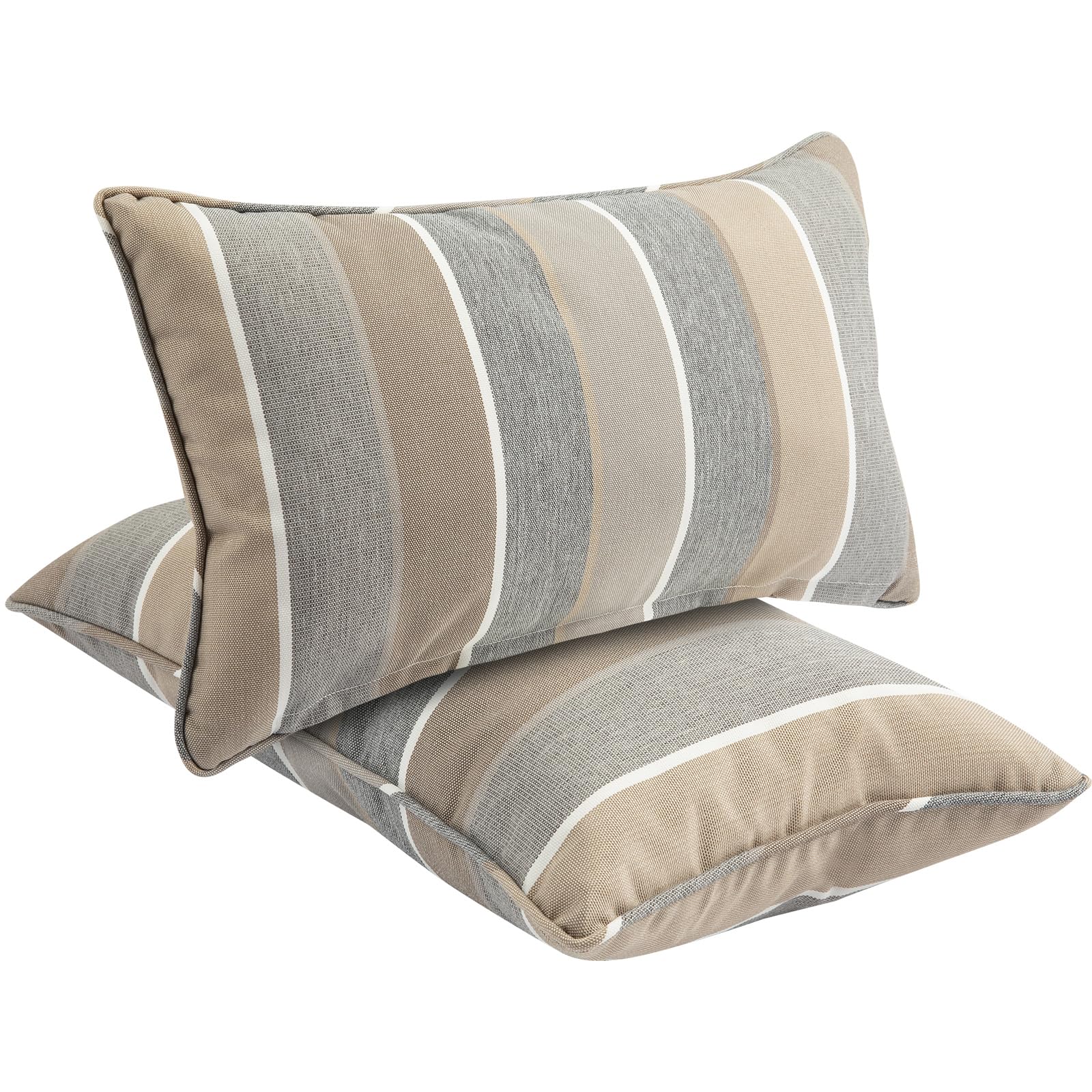 Photo 1 of FUNHOME Waterproof Outdoor Lumbar Pillow Covers Set of 2,Home Decor for Garden Patio Furniture,Couch,Sofa 12"x20" Inch Decorative Pillows Cover Only,NO Insert(Gray Stripe)