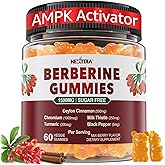 Berberine Gummies Supplement 1500mg, Natural GLP-1 Support + Ceylon Cinnamon, Chromium, Milk Thistle, Turmeric, AMPK Activator for Women & Men, Berberine HCl from Indian Barberry, Sugar Free, 60 Count