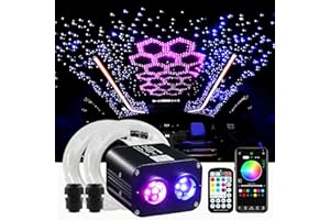 ATOKEE 20W Dual Color Twinkle Starlight Headliner Kit, 1000pcs*0.03in*13.1ft Fiber Optic Star Lights kit for Car Roof Decor with APP/Remote Control